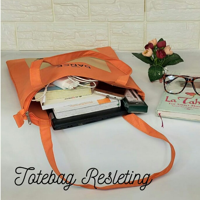 TOTE BAG WANITA TOTEBAG RESLETING KANVAS BISA CUSTOM POLOS dan SABLON TT 009