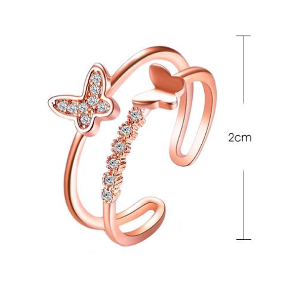 OILA cincin kupu kupu double layer butterfly ring(2J2) jci052