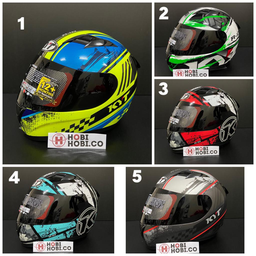 HELM KYT R10 ORIGINAL SOLID MOTIF SERI 2 3 DAN 4 AQUAMARINE SUPERFLOU PHILIP SANMARINO FLAT VISOR
