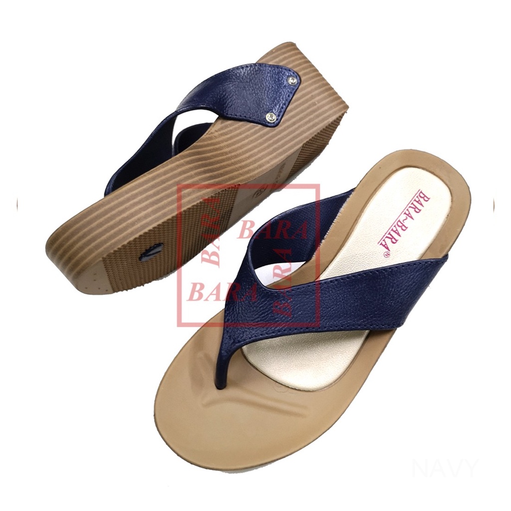 Bara~Bara Sandal Jepit Wedges Jelly Karet Wanita MJZB1955JPL (AW4)-NAVY
