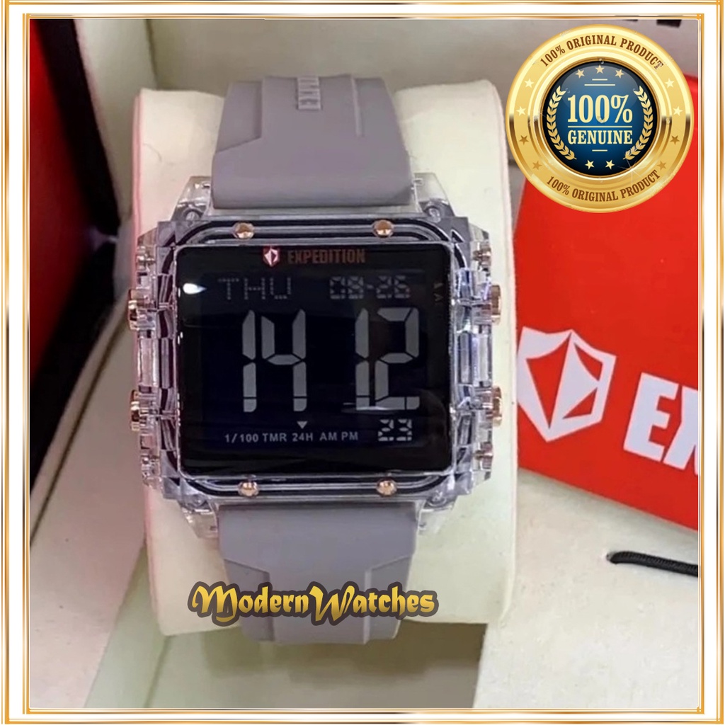 Jam Tangan Digital Pria Wanita Ori Expedition Digital E 6817 Full Black Hitam Grey Abu Purple Ungu L