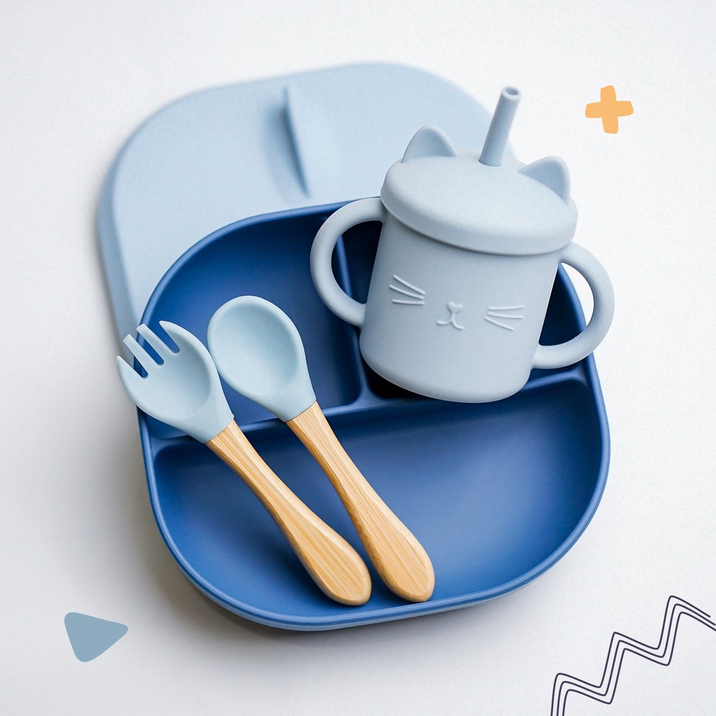 Auume - Baby Feeding Set 4 IN 1 | Piring Cup Sendok dan Garpu