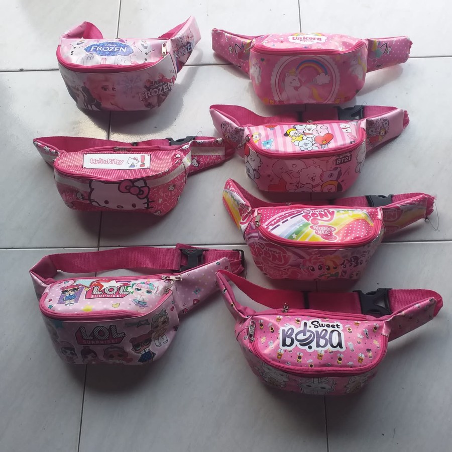 Tas Pinggang Anak Laki Laki dan Perempuan Cowok Cewek Karakter / Cowo Cewe Waist Bag Anak