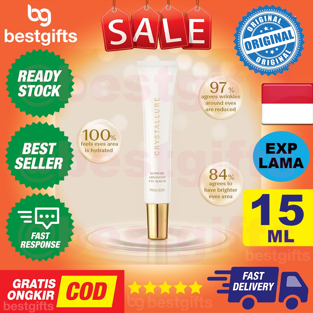 WARDAH CRYSTALLURE SUPREME ADVANCED EYE SERUM FIRMING LIFTING TREATMENT KULIT AREA MATA KENCANG 15 ML