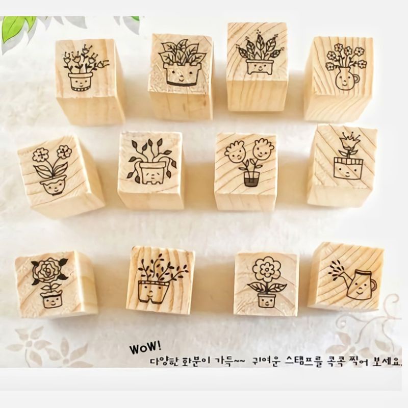 

[ , ] Stampel Mini Motif Pot Kaktus Lucu dan Inkpad Tinta