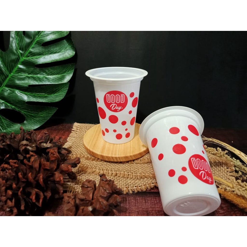 50 PCS GELAS PLASTIK TINGGI Motif POLKADOT