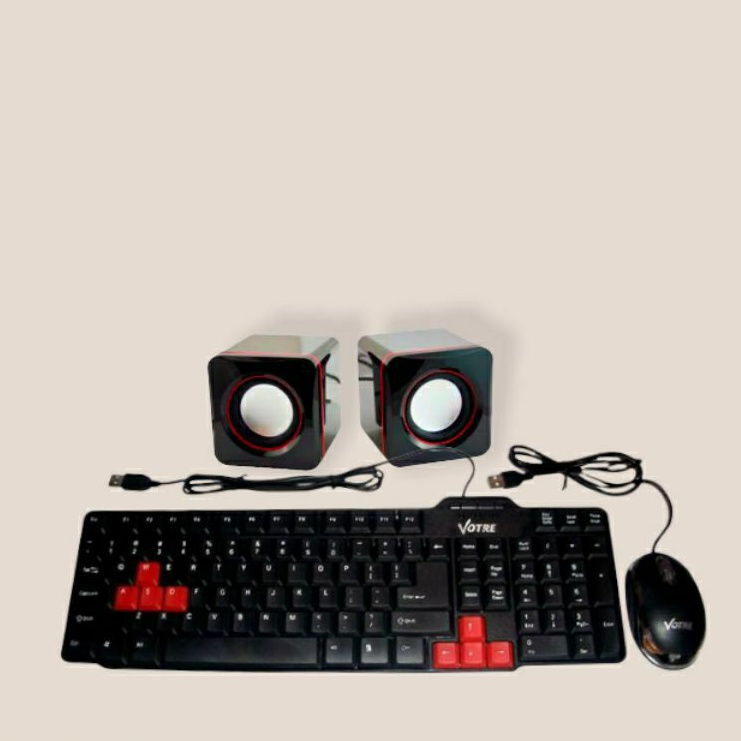 keyboard mouse speaker paket murah bonus speaker aktif untuk  komputer laptop notebook