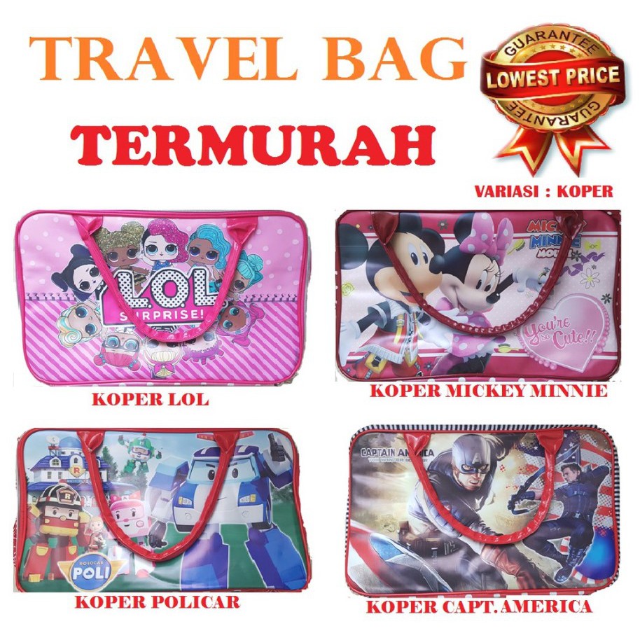 TRAVEL BAG SUPER KANVAS KARAKTER (TAS ) MICKEY MINNIE Super Big Size / KOPER ANAK KARAKTER