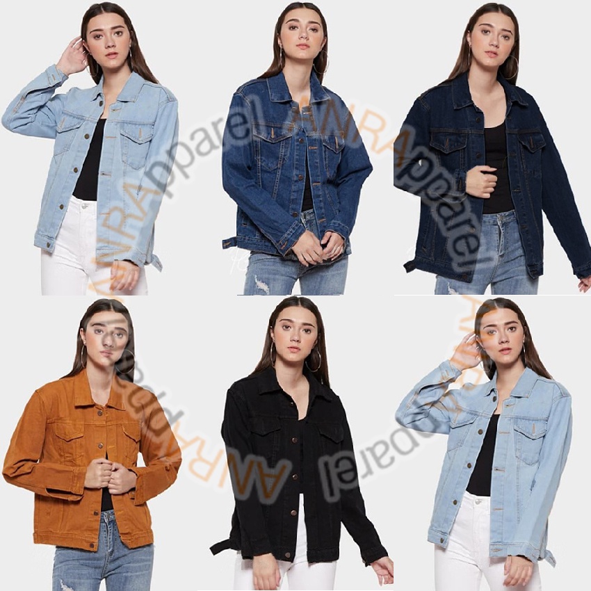 JAKET JEANS DENIM BASIC OVERSIZE WANITA - BioBlitz/BioWash/BiruDongker/Hitam