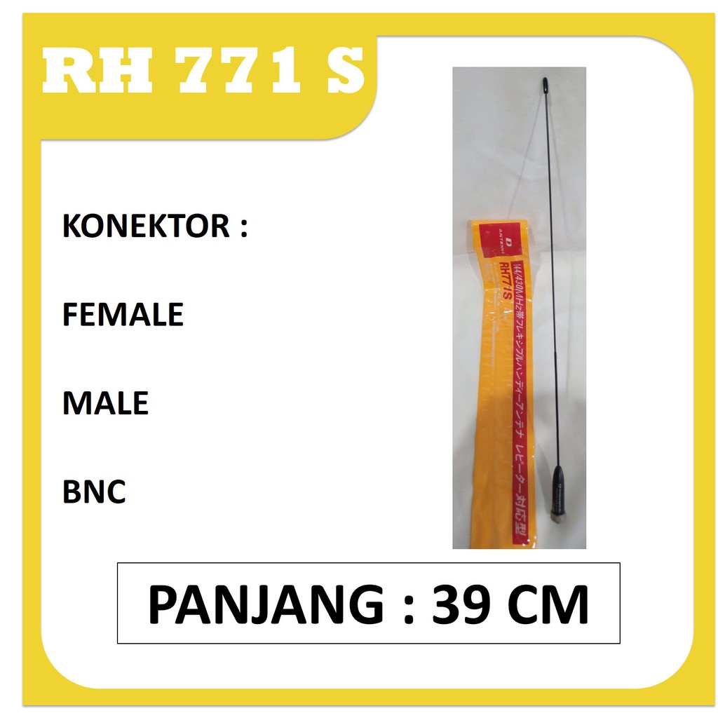 Antena buntut tikus RH 771 S, 771S RH771S D Diamond Panjang Dualband male female bnc ht baofeng cina