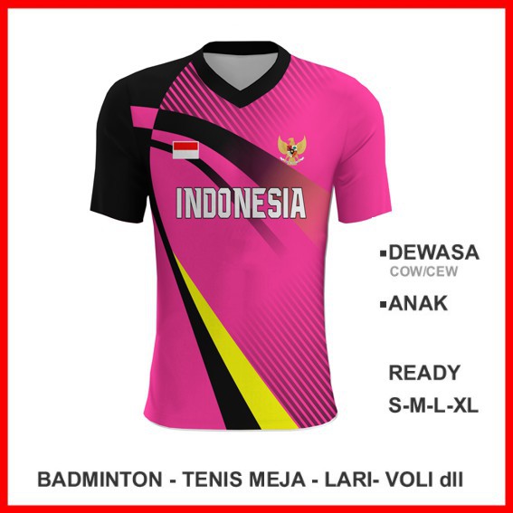 Baju Kaos Jersey Olahraga Badminton Pingpong Lari Volly 1531 - Jersey Voli Wanita Custom