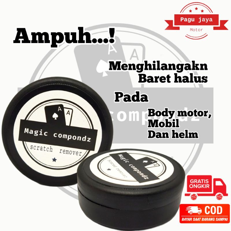 magic compound penghilang baret halus,cat kusam/mati pada body mobil motor dan helm kompon 100g 100gram dan 60g 60gram