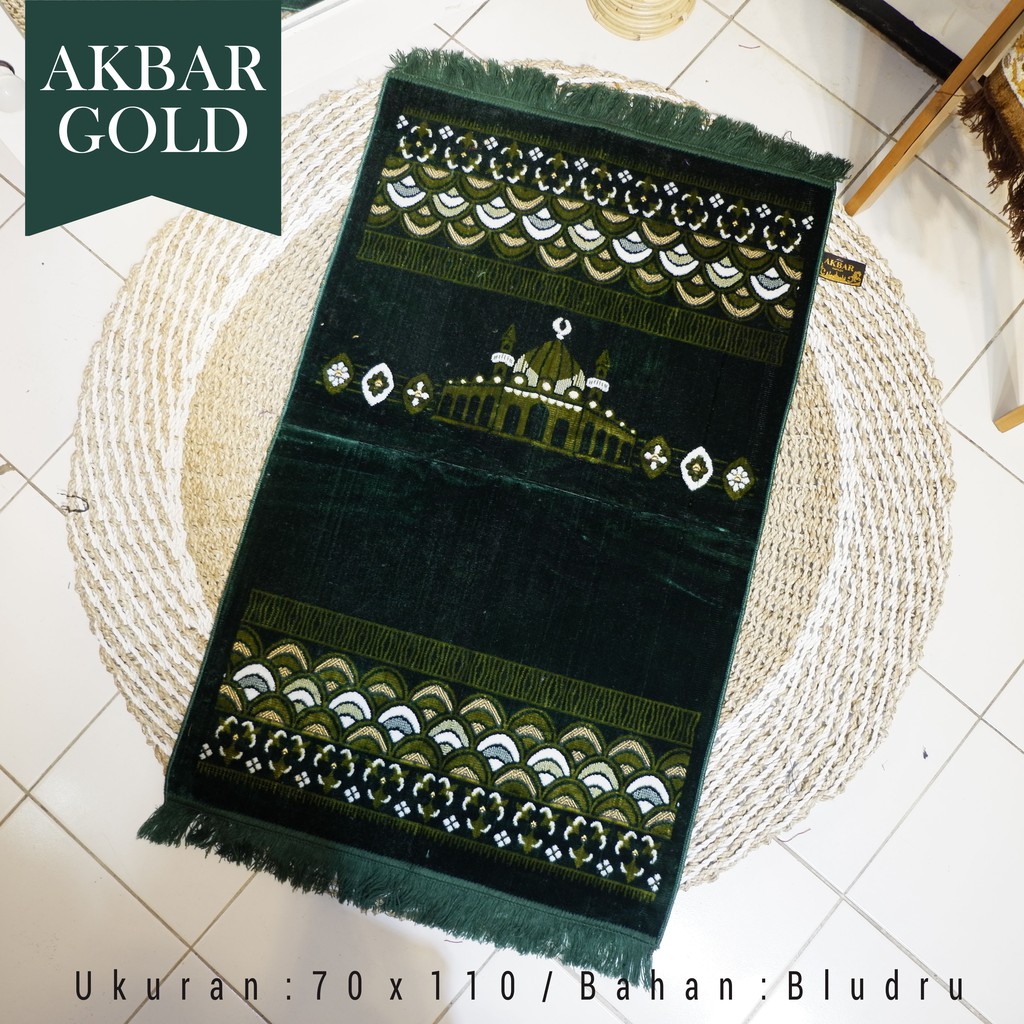 Sajadah Turki Premium super spiegel AKBAR GOLD ,Bulu halus jahitan rapi uk 70 x 110