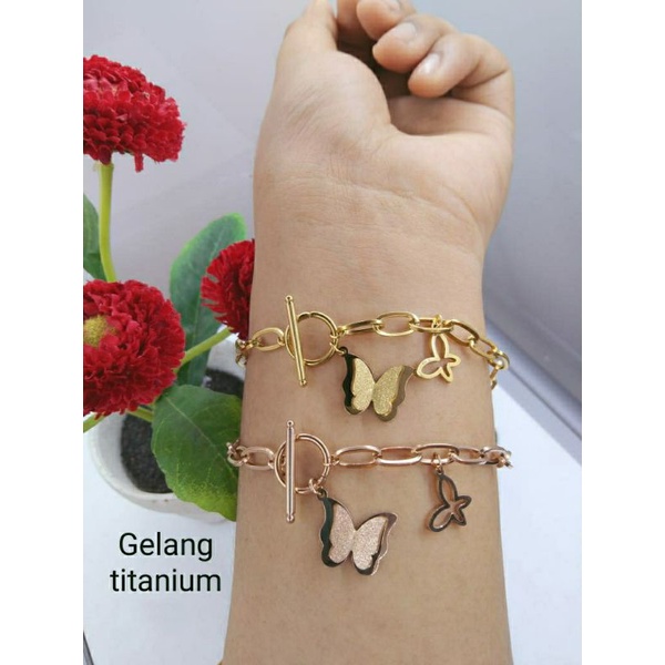 Fourfashion Gelang Titanium Rantai Kupu Premium S177