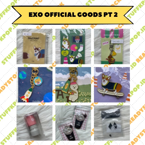 [stuffkpop.id] [READY STOCK] EXO OFFICIAL GOODS PART 2 (VIVI AND MONGRYONG KEYRING,PASSPORT CASE COL
