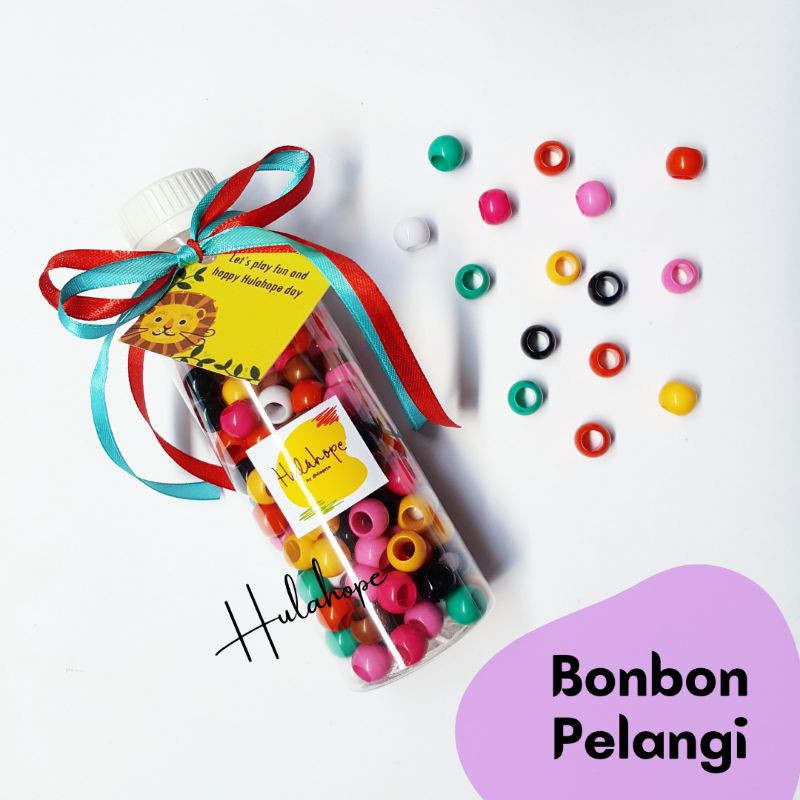 

Meronce manik-manik warna besar bentuk bulat (Bonbon Pelangi)