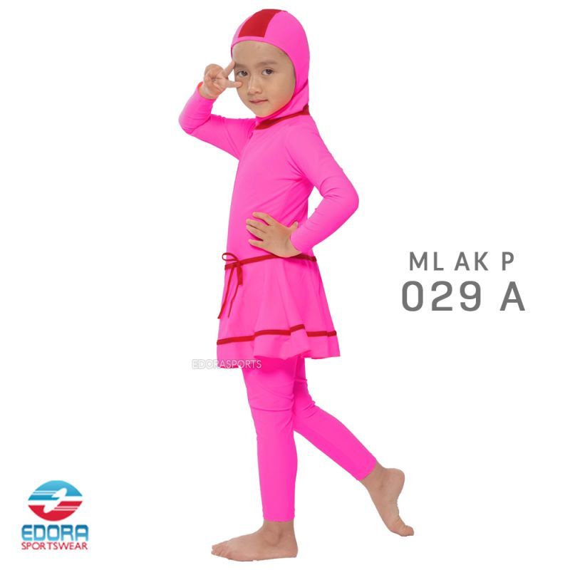 BAJU RENANG MUSLIMAH ANAK TK POLOS EDORA