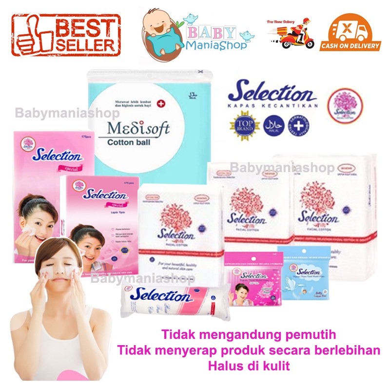 Selection Kapas Facial Cotton Round Pembersih Make Up Kapas Tipis  Bulat Kotak Cotton Bud Bayi