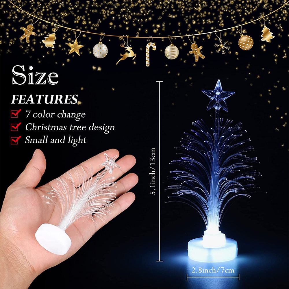 Mini LED Christmas Tree Night Light Color Changing Fiber Optical Light USB Connection Lamp Festival Decor for Bedroom Shopping