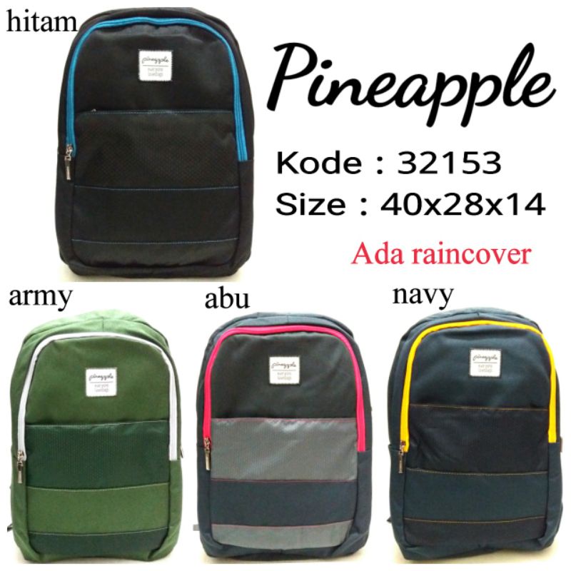 TAS RANSEL SEKOLAH ANAK PEREMPUAN PINEAPPLE 32153 4WARNA ARMY ABU NAVY HITAM ADA RAINCOVER