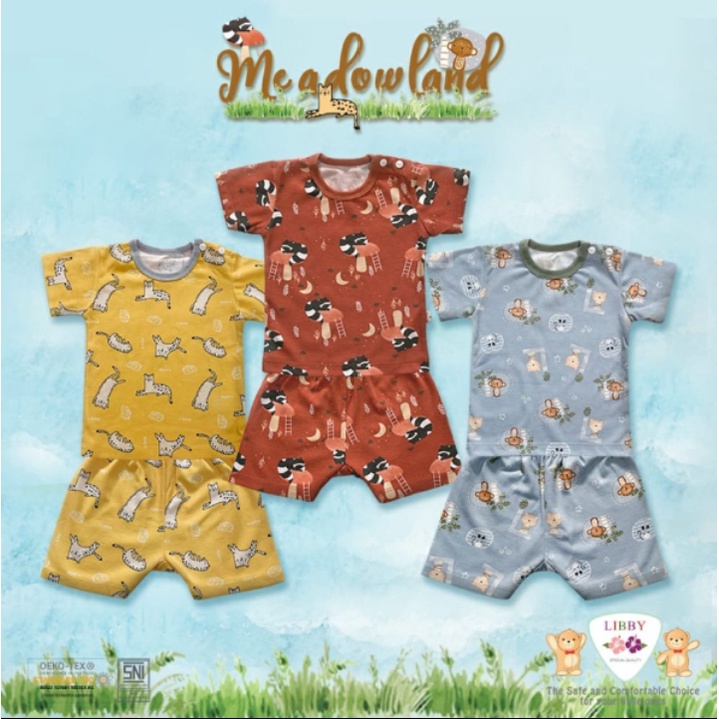 Libby Setelan Baju Pendek Motif / Setelan Baju Anak Bayi isi 3stel