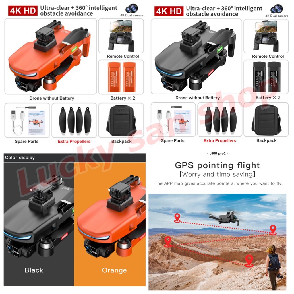WPSku Sale L800 PRO2 Professional GPS 5G WIFI 4K Drone 3-Axis Gimbal 360° Obstacle Avoidance