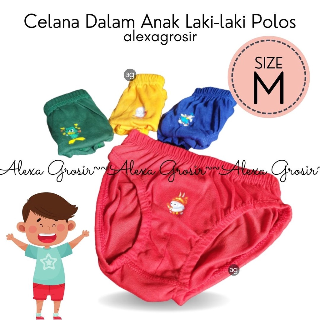Celana dalam anak 2-3 Tahun Size M BonBon Karakter Model Polos Sticker-ALEXA