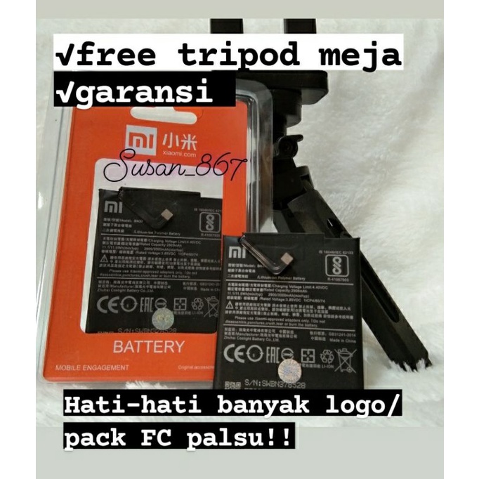 Baterai battery batre BN37 bn37 Redmi 6 Redmi 6A Redmi 6 pro 6pro original FC FREE TRIPOD