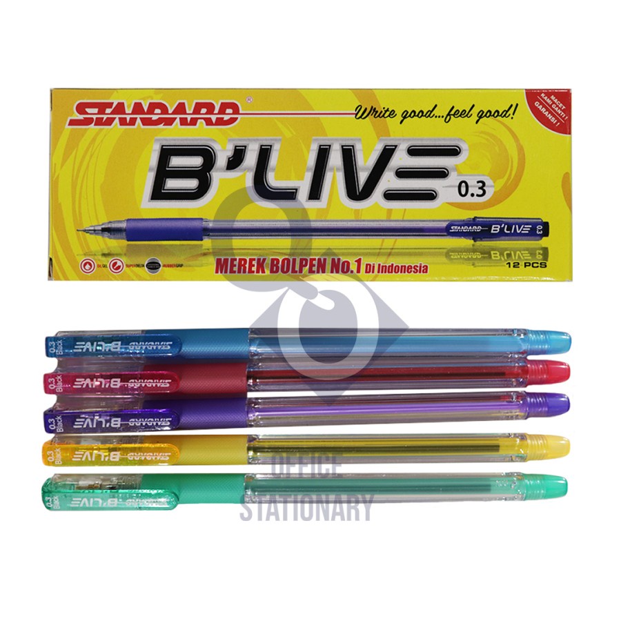 

H7Y Bolpen B Live / Ballpoint / Pulpen Standard Pen B'live 0.3mm Isi (12 pcs) Blive