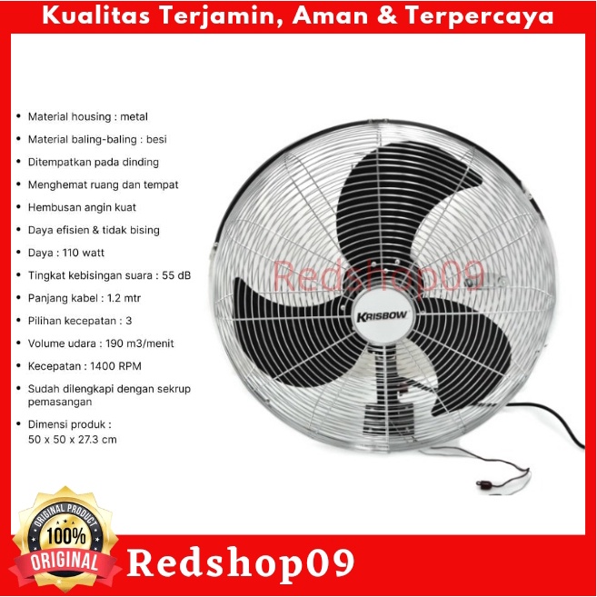 ACE - Krisbow Kipas Angin Dinding Industrial 50 Cm/kipas angin