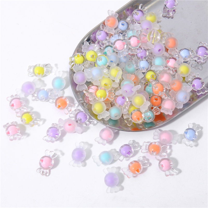 50 pcs 17x9mm Multicolor Acrylic Beads Permen Matte Longgar Spacer Beads Pembukaan 2mm Untuk Membuat Perhiasan DIY Gelang Kalung