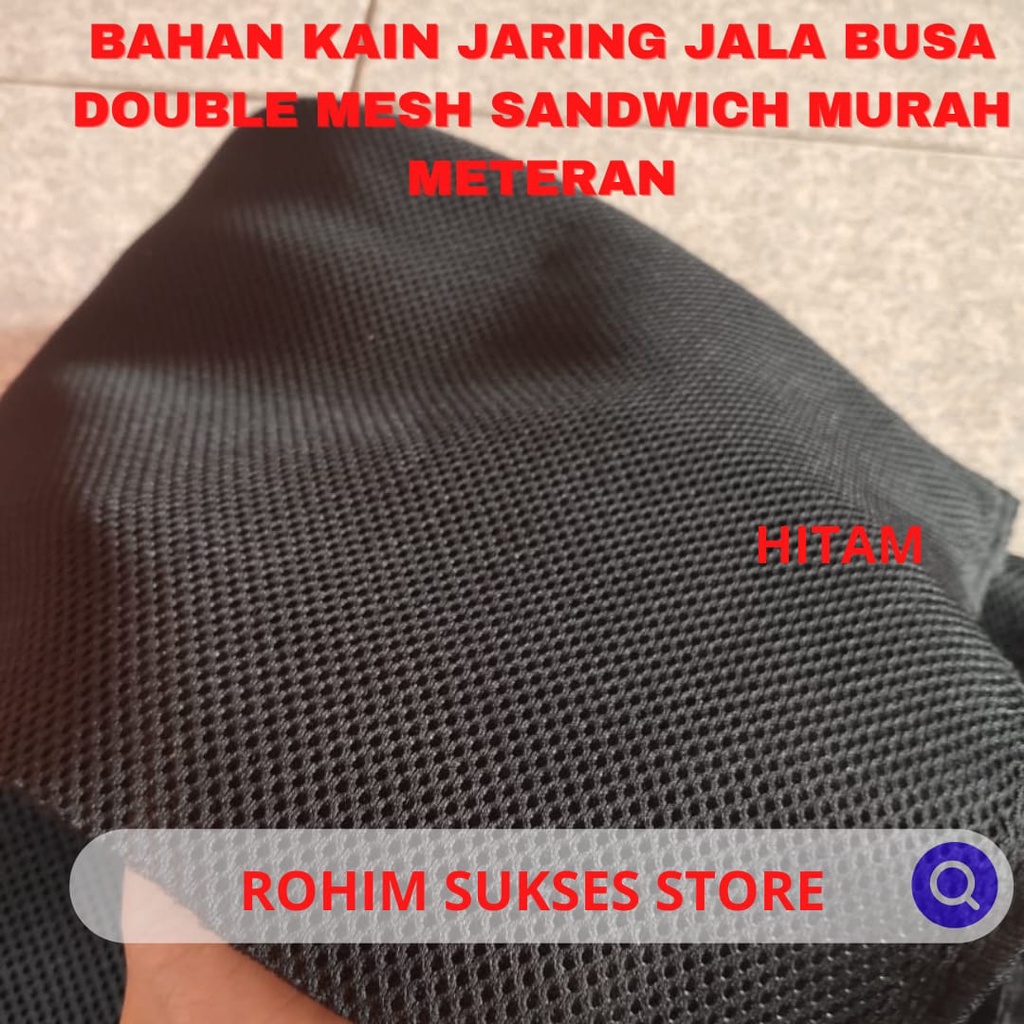 Bahan kain Jaring Jala Busa Double Mesh Sandwich Murah 1 METER - HITAM