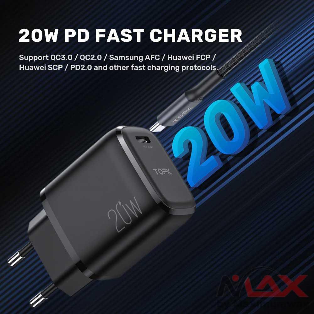 TOPK Charger USB Type C PD QC3.0 2 Port 20W - B210P Warna Putih TOPK B210P 20W Quick Charge 3.0 USB Type C PD Charger For iPhone 12 Pro Max Xiaomi USB C Fast Charging Travel Wall Phone Charger