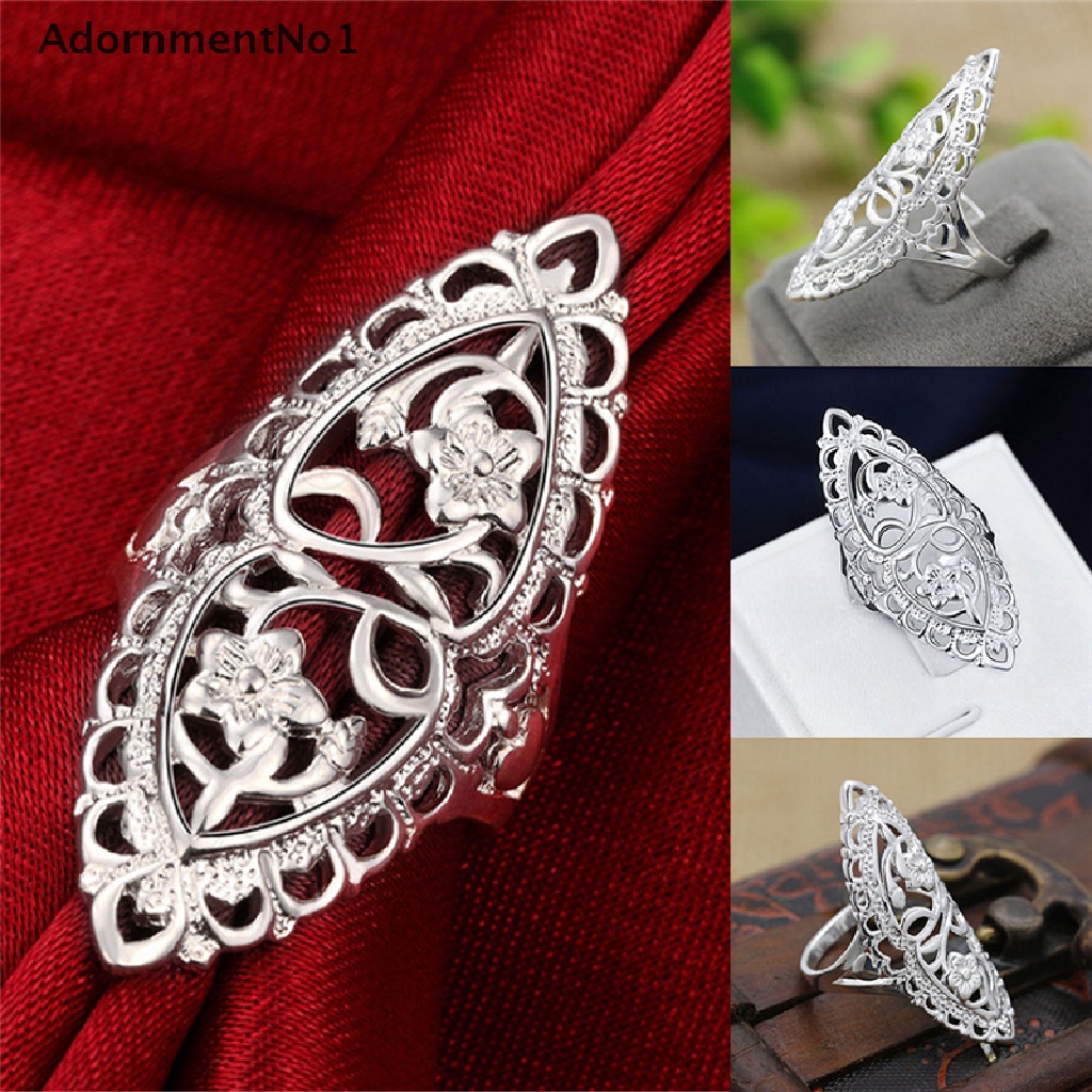 (AdornmentNo1) Cincin Sterling Silver 925 Model Hollow Besar Untuk Wanita