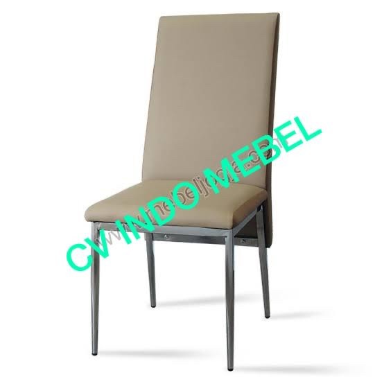 Kursi makan meja makan minimalis coklat kulit oscar kaki besi ready makassar murah