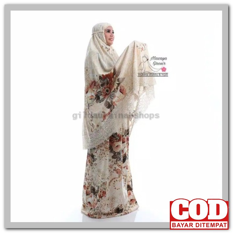 Mukena Dewasa Katun Bordir Bunga Mewah Polos Putih Jumbo Terbaru  DH480 Mukena Katun Jepang Renda S