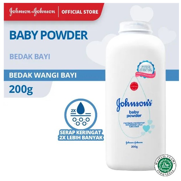 BEDAK BAYI Johnson's Warna PUTIH 200gr - Baby Powder Menyerap keringat 2x lebih banyak ens