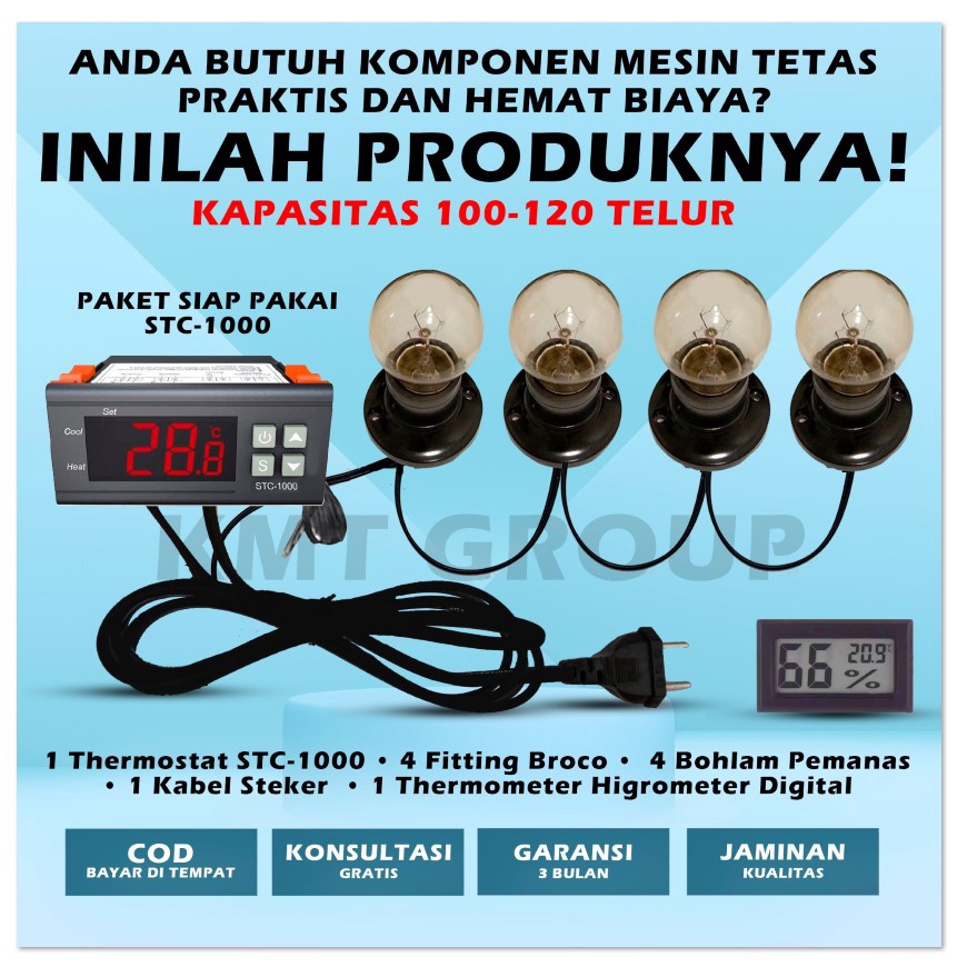 Paket Siap Pakai 4P THD STC Thermostat Termostat Pemanas Thermo-Hygrometer Mesin Tetas Telur