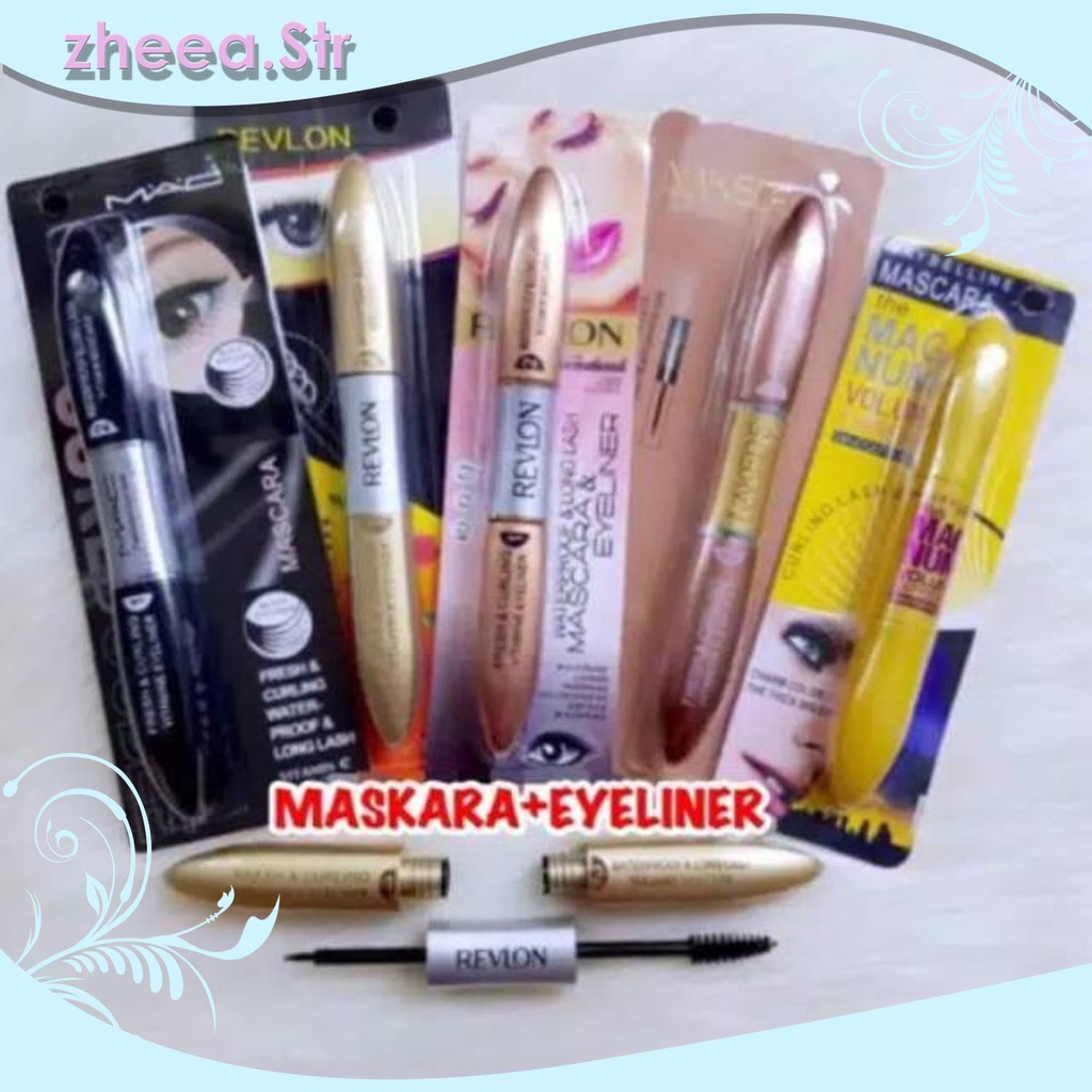 Maskara Revlon Waterproof Ori + Eyeliner Stamp 2 in 1 Waterproof Berkualitas Murah