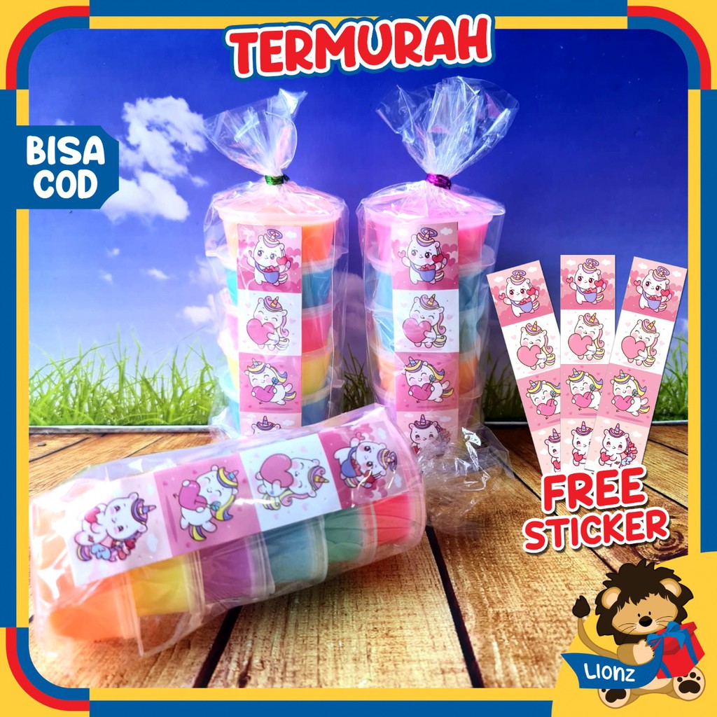 Paket slime tofu isi 6 Free stiker Unicon by lionz.idn wangi, bisa molor, tidak lengket dan clicky