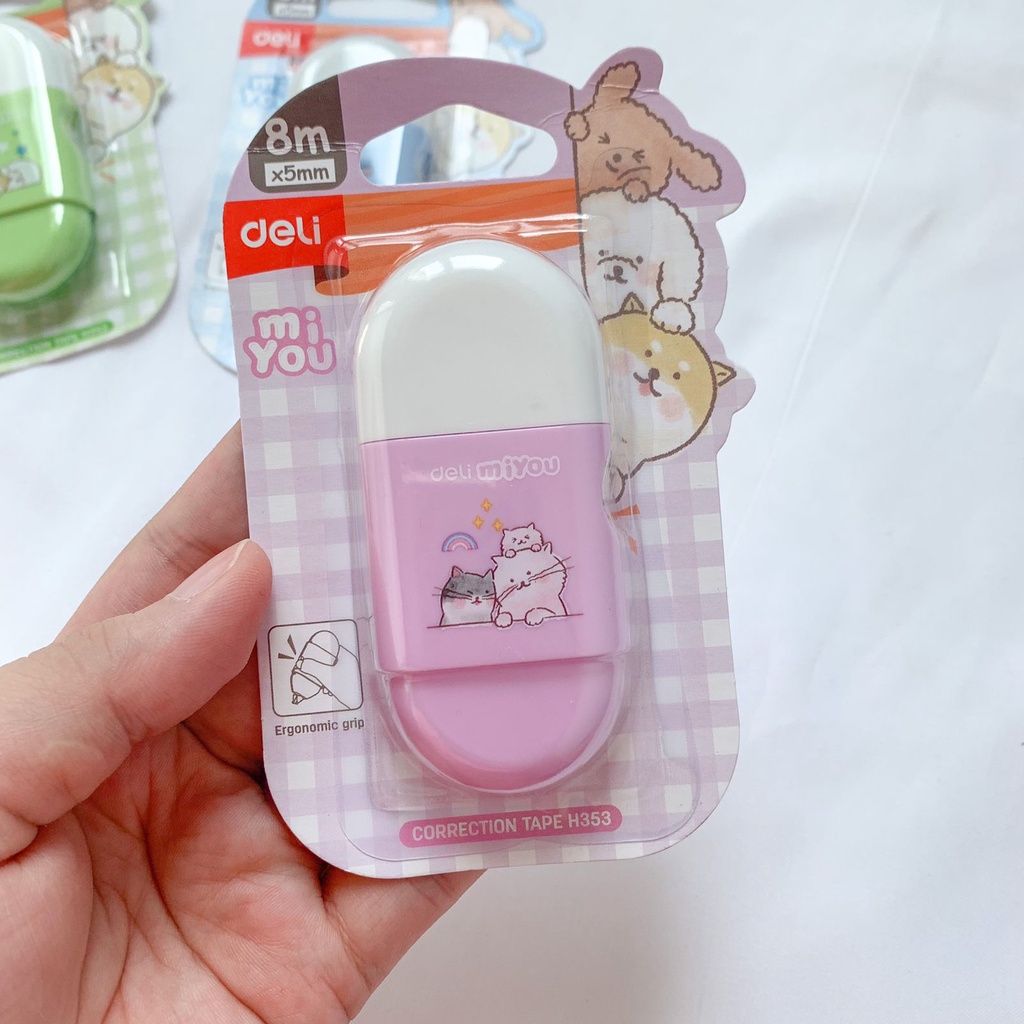 TIP EX DELI 1 PIECE KARAKTER LUCU READY 3 WARNA TERMURAH BEST QUALITY CORRECTION TAPE UNIK READY GROSIR COD