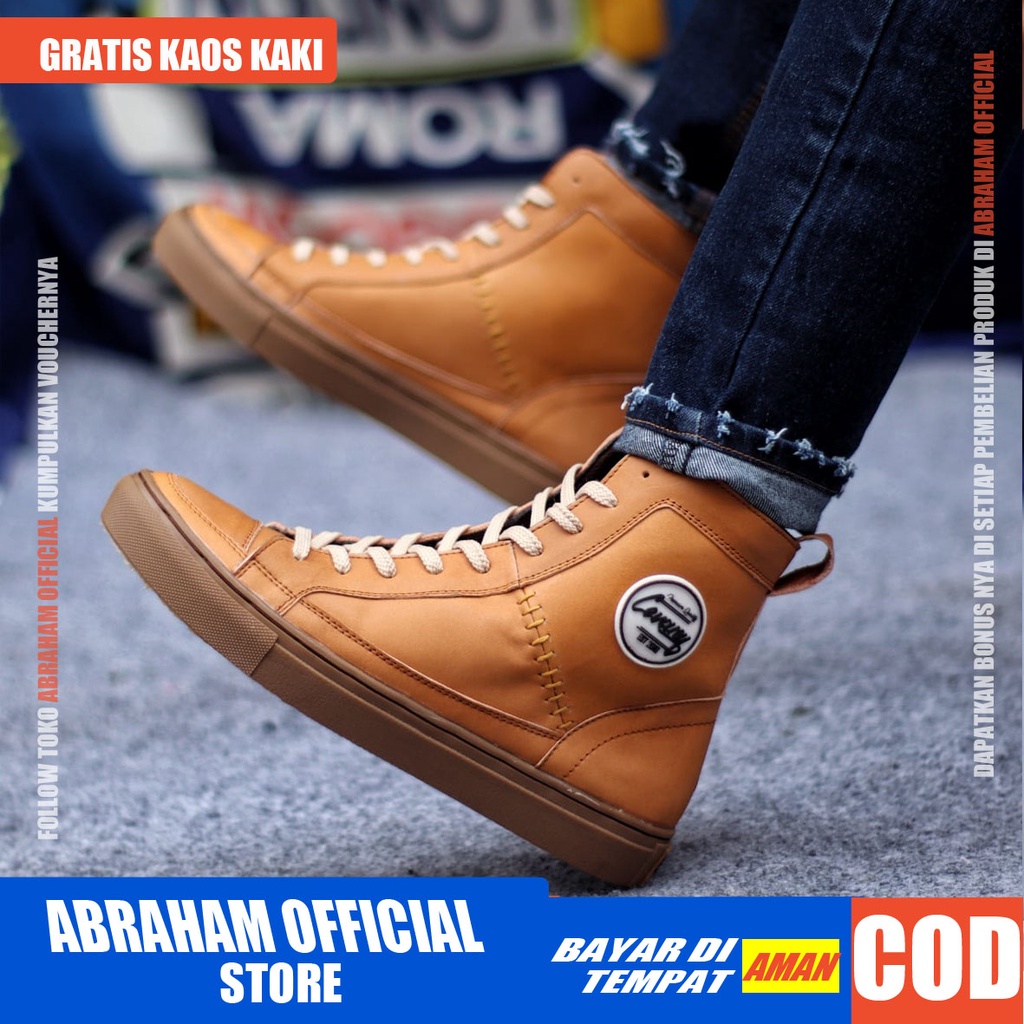 ABRHM DANTE HIGH Sepatu Sneaker Pria Sepatu Pria Casual Kulit Asli Cowo/Cowok Sepatu Sneakers Pria Sepatu Kasual Original