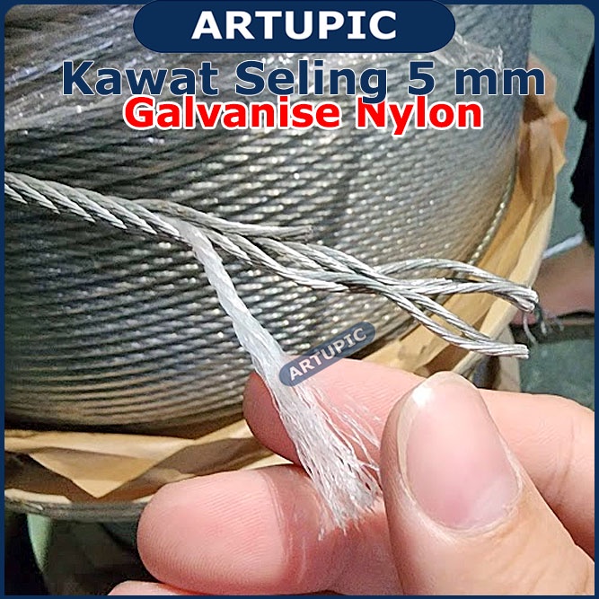 Kawat Seling 5 mm Galvanise Nylon | Kawat Selling Sling Baja Galvanise Wire Rope 5mm