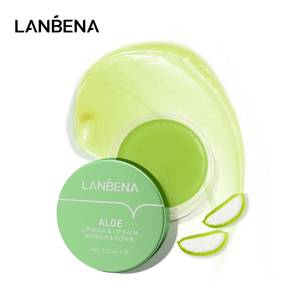 LANBENA Aloe Vera Lip Mask Balm- Melembabkan Repairing Plumping Hydrating Nourishing Exfoliating Smoothing Diminishing Lip