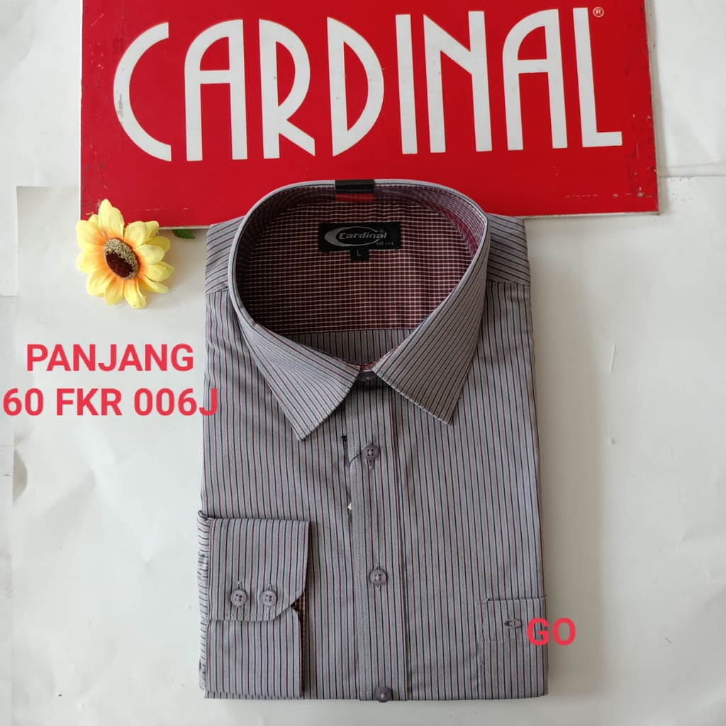 gof M-L R CARDINAL KEMEJA FORMAL PANJANG Regular Pakaian Kemeja Kerja Pria Kantor Acara Resmi Pakaian Wisuda Kotak-Kotak Garis Original FORMAL 1