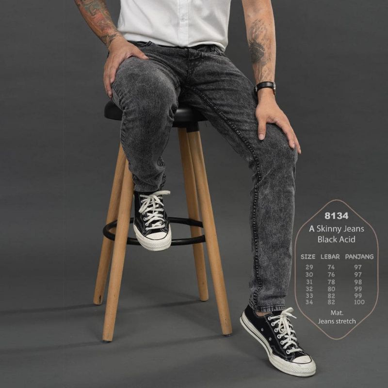 Celana jeans black sandwash , acid premium / celana jeans pria clothing