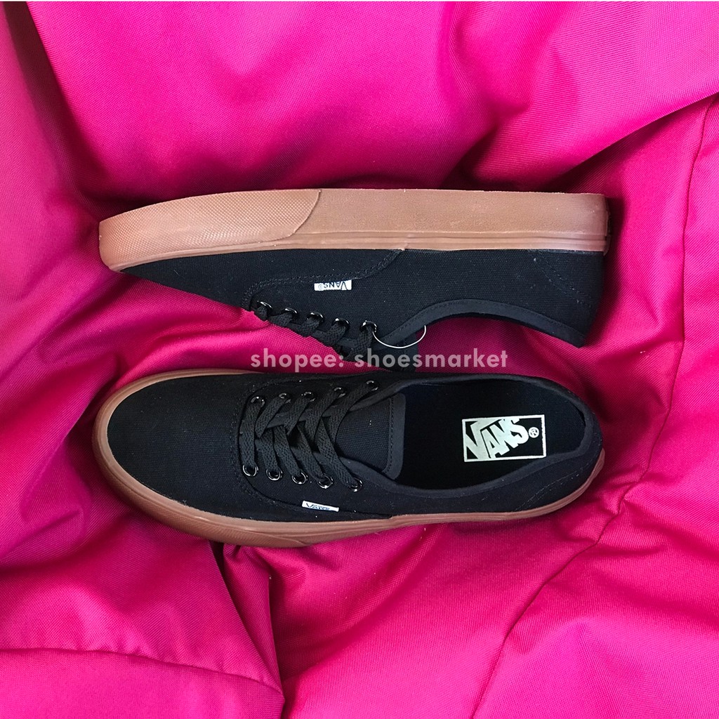 OBRAL SEPATU VANS AUTHENTIC MONO BLACK GUM LIST HITAM