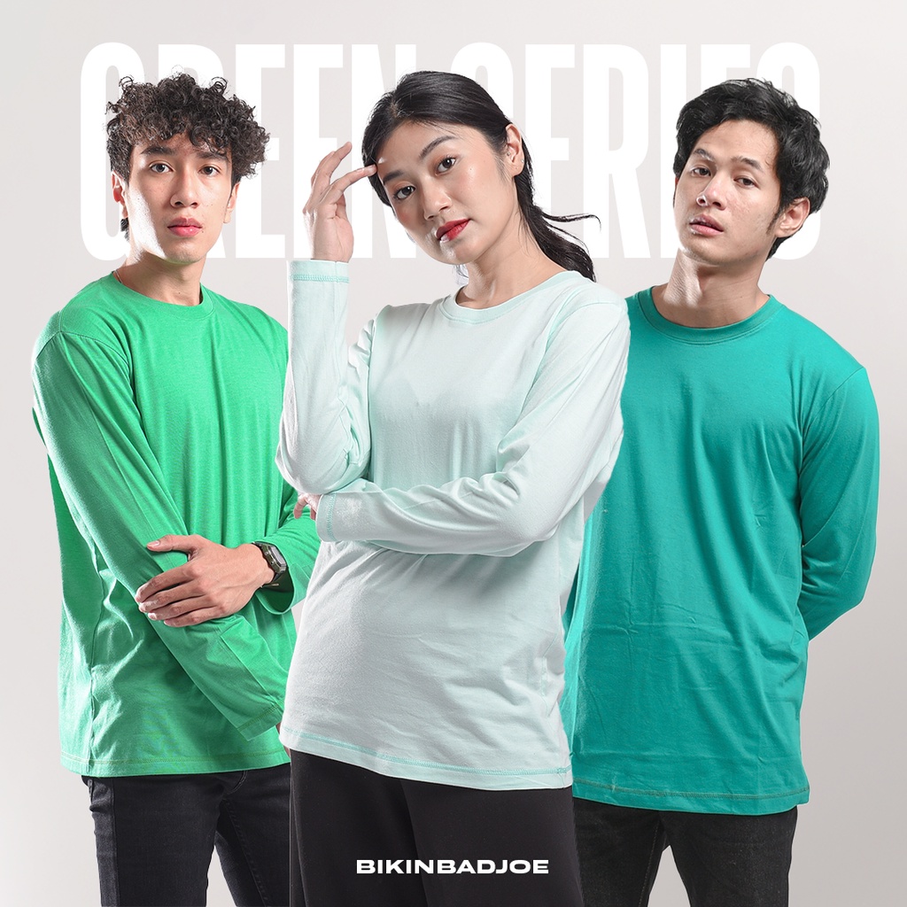 BIKINBADJOE - KAOS POLOS PANJANG - HIJAU MINT TOSCA - MURAH (GREEN SERIES)