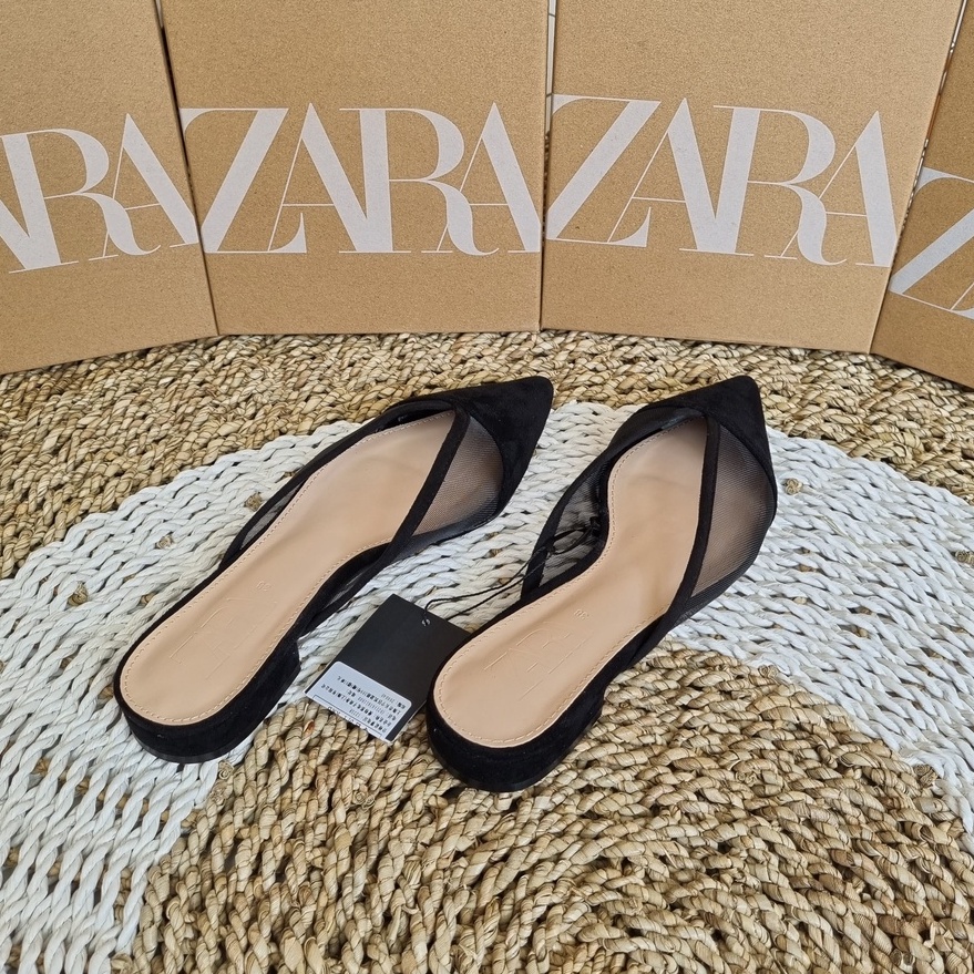 SEPATU ZR WANITA SUEDE MESH FLAT MULE