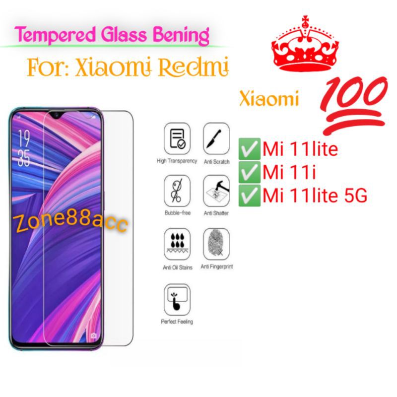 Xiaomi Mi 11lite 11i 11 lite Antigores Bening Tempered Glass Screen Guard protector TG